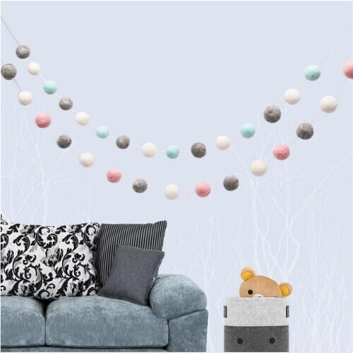 2cm Wool Felt Balls Boy Room Garlands Handmade Wall Decor Hanging Nursery Pom Pom Garland Best Gift For Baby Christmas Ornament