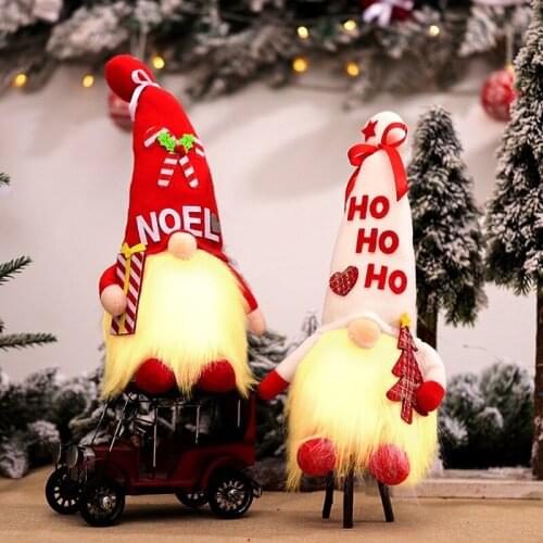 H55A 13" Lighted Christmas Gnome Handmade Scandinavian Swedish Tomte Gnomes Santa Elf