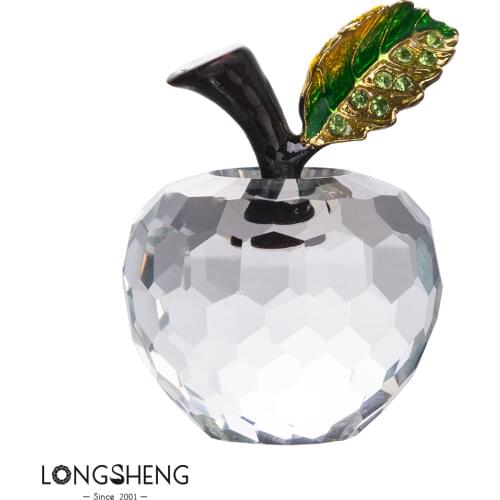 Mothers Day 40mm Crystal Glass Clear Apple Decor living Room Decoration Best Gift For Friend With Gift Box