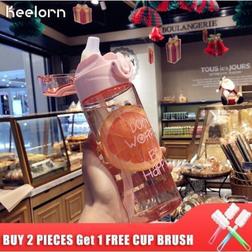 Keelorn 750ml Fresh Sports Shatter-resistant Kettle Large Capacity With Straw Plastic Water Bottle Portable Thermal Water Bottle