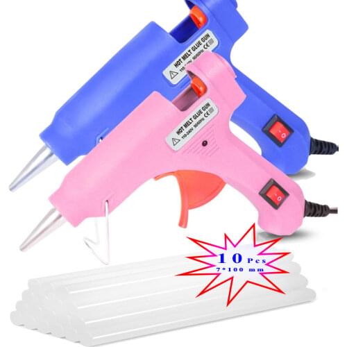 Mini Hot Glue Gun with 10 Glue Sticks for Crafts School DIY Arts Home Quick Repairs, 20W, Blue