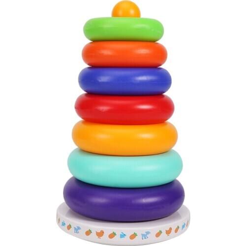 Stacking Rings Toy Baby Rainbow Tower Ring Rattles Toys for Children Building Blocks Stack Up Assembled Toy Educational Toys