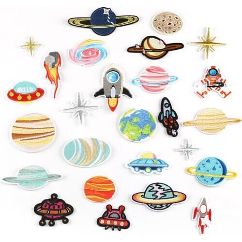 Computer Emboridery Label Planet Badge High-End Clothing Accessories Embroidery Cloth Sticker Cloth Label Patch
