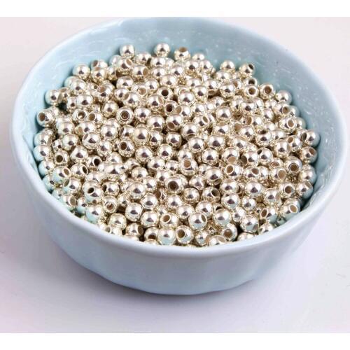 Kwoi vita 4MM 10000pcs/Lot Shiny Silver Round CCB Acrylic Spacer Beads for Chunky Necklace Jewelry Finding