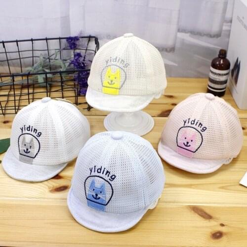 Cute Cat Baseball Cap Boys Girls Sun Hats Adjustable Snapback Caps Summer Mesh Top Kids Accessories (Suit for 0-6 Months Babies)
