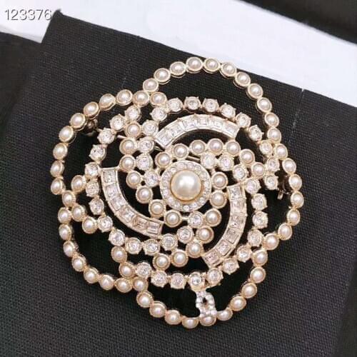 Fashion Jewelry Vintage Camellia Flower Style Sunflower Brooch Party Sweater Brooche Flower Pearl Fashon Camellia Brooches