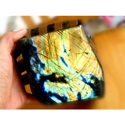 Natural polished moonstone feldspar crystal specimen