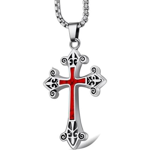 Stainless Steel Christ Cross Gold Jesus Pendant Necklace Jewelry Church Gift For Him with Chain