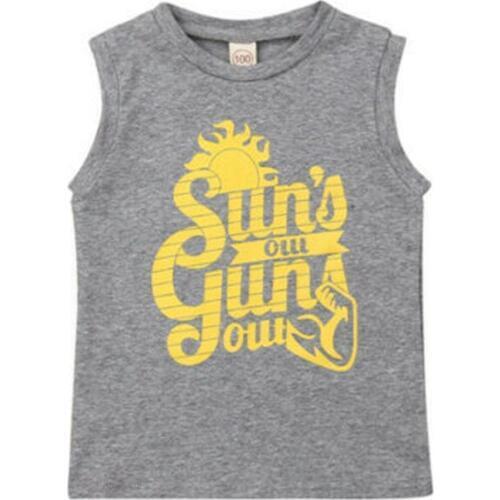 New Toddler Kids Baby Boy Girl Summer T-shirt Suns Casual Sleeveless Cotton Tops Children Clothes Sleeveless O-neck Cotton