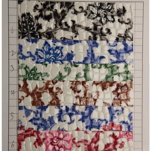 New flower pinted stone grain synthetic PVC leather fabric/ high quality leather material/ decoration leather shiny wholesale