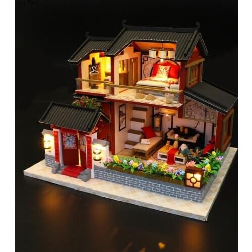 New Miniature Dollhouse Wooden Miniaturas Doll House Furniture Assemble 3d Diy Dollhouse Puzzle Toys For Children Birthday Gift