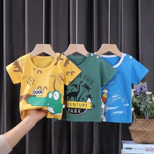 Baby Clothing children t shirts Space rockets Print Kids Baby Boy Tops Short Sleeve T-Shirt Summer Tee DS9