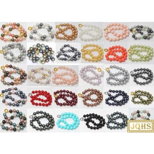 18" 14mm round white black pink blue green red gray yellow wine red coffee Multicolor south sea shell pearl necklace j12426