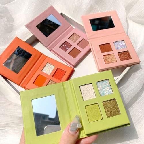 4 Colors Matte Eyeshadow Palette Makeup Diamond Shiny Metallic Shiny Nude Eye Shadow Waterproof Pigment Glitter Cosmetics