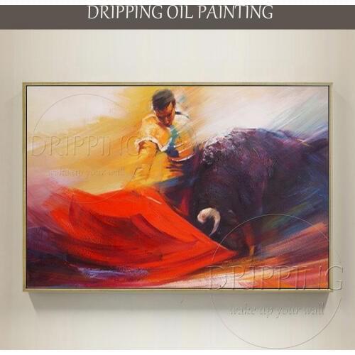 Hand-painted High Quality Modern Wall Art Spanish Matador Oil Painting Bullfight Picture Handmade Matador Bullfight Oil Painting