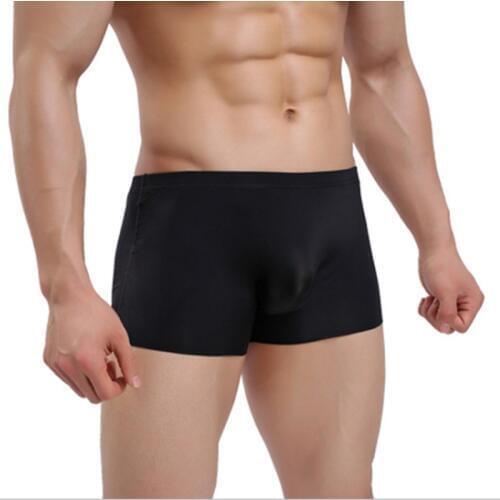 Sexy Men Underwear Boxer Shorts Ice Silk Semi-transparent Panties Man Mid-waist U Convex Pouch Underpants Cueca M-XXL