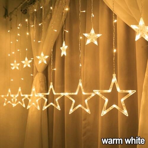 LED Stars Curtain Lamp Waterproof Energy-Saving Star Light String Wedding Party Christmas Modeling Lamp Outdoor Home Decorations