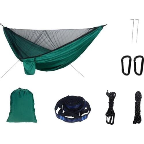 Camping Hammock With Mosquito Net Outdoor Garden Fast Open Portable Hanging Bed Strength Parachute Fabric Sleep Swing