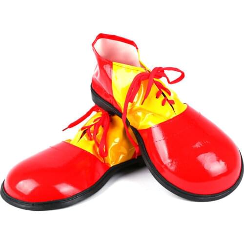 Adults Funny PU Leather Circus Clown Shoes Big Head Cosplay Clown Shoes Carnival Party Performance Costume Props Halloween