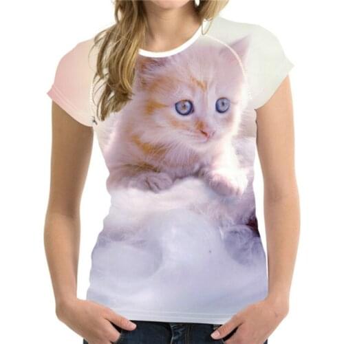 Harajuku-3D animal cat print T-shirt mens and womens casual punk O-neck short-sleeved stretch print 2021 summer