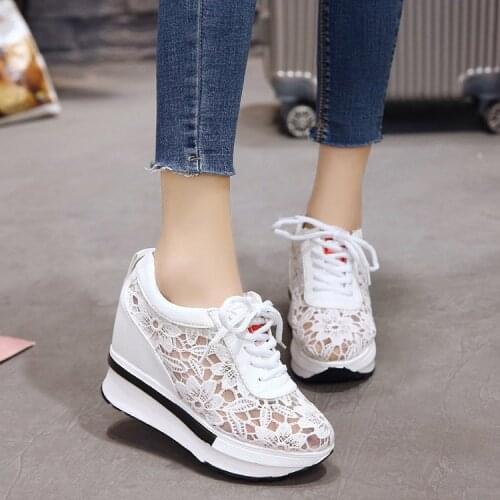 Women Shoes White Platform Wedge Sneakers High Heel Sneakers Shoes Women Casual Mesh Breathable Shoes Zapatillas Mujer 2020 New