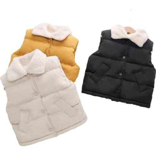 Kids Solid Cashmere Vest Thicken Jacket Coat For Childrens Clothing Waistcoats Fleece Warm Winter Autumn Boy Girl Vest Outwear
