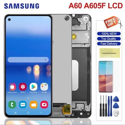 6.3'' Original Lcd For Samsung A60 Lcd Display Touch Screen Digitizer With Frame Assembly Replacement For Samsung A606 A6060 Lcd