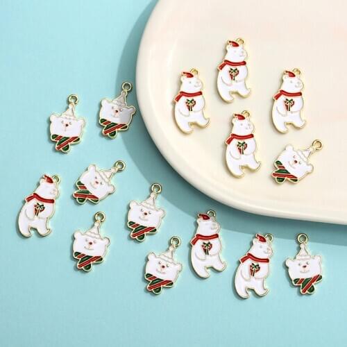10pcs/lot Cute Animals Cartoon Polar Bear Enamel Charms Pendants DIY Earring Neckalce Keychain Accessories