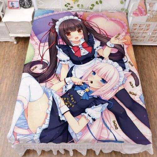 150x200cm Coscase Anime NEKOPARA chocolat vanilla Coconut Azuki Milk Fiber Bed Sheet & Flannel Blanket Summer Quilt