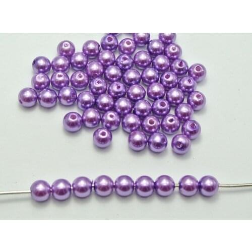 200 Pcs 8mm Plastic Faux Pearl Round Beads Purple Imitation Pearl