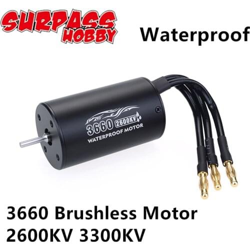 3660 2600KV 3300KV Brushless Motor Sensorless Waterproof 4 Pole 3.175mm For 1/8 RC Drift Racing Off-road Car Truck