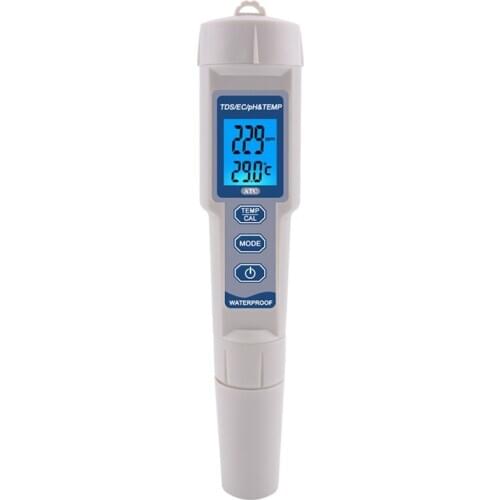 4 in 1 TDS PH Meter PH/TDS/EC/Temperature Meter Digital Water Quality Monitor Tester for Pools, Drinking Water, Aquariums