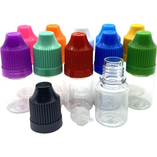 5pcs 5ml Clear PET Plastic Bottle Empty E Liquid Dropper Bottles With Child Proof Cap Free Shipping