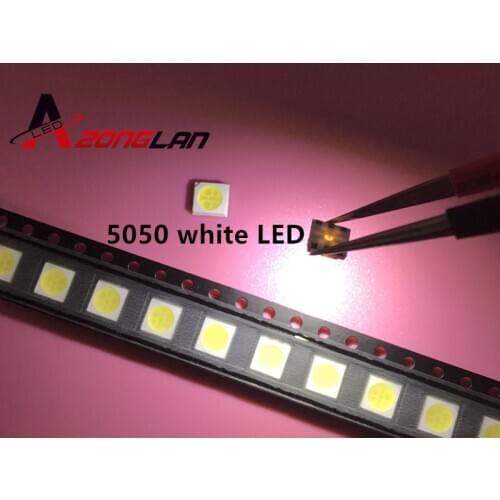 500pcs 5050 White SMD/SMT 3-CHIPS LED PLCC-6 Super Bright lamp light High quality 5050 SMD LED COOL WHITE