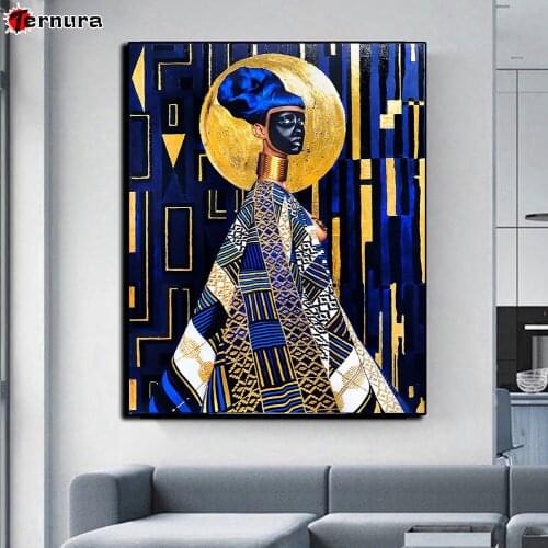 5d diy diamond painting Black female art portrait mosaic crystal Cross stitch full square round diamond embroidery Decoration
