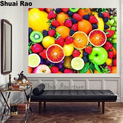 5D Diy full round square diamond embroidery colorful fruits 3d cross stitch set diamond painting mosaic still life kitchen decor