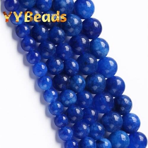 Natural Blue Kyanite Jades Beads For Jewelry Making Round Loose Spacer Beads Diy Bracelet Necklace Accessories 6 8 10mm 15" Inch