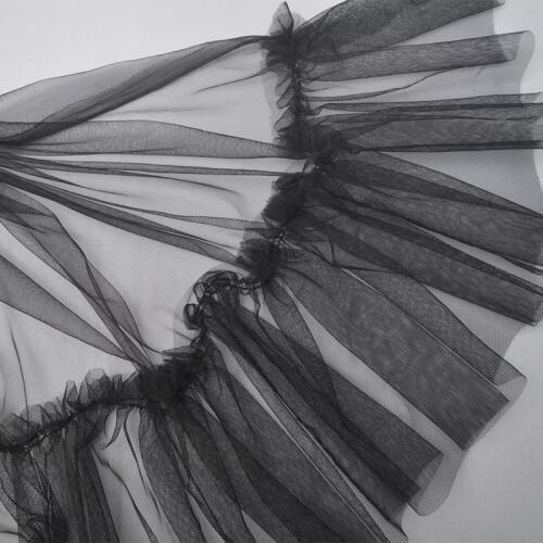 Black And White Fashion skirt mesh ruffles lace Ladies DIY stitching mesh Fold the fabric A-type long skirt dressing accessories