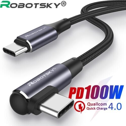 Type C Fast Charger Cable 100W USB C to USB Type-C Cable PD QC 4.0 Quick Charge Data Cable For Huawei Mate 20 Samsung S9 Macbook