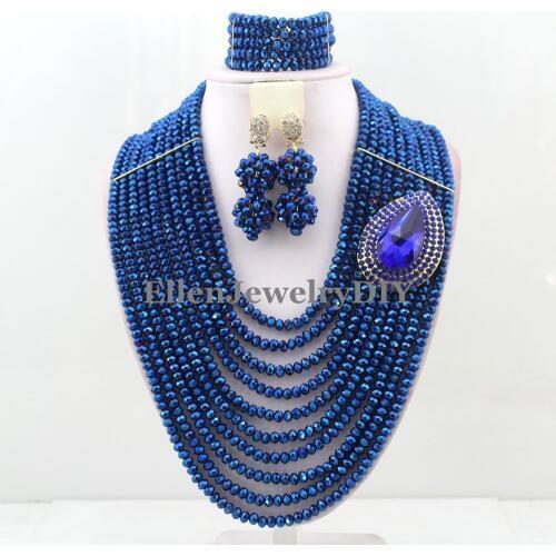 Nigerian Wedding African Beads Jewelry Set African Costume Jewelry Sets Beads Free Shipping W11855