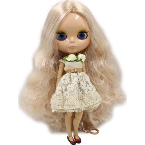 ICY DBS Blyth Doll golden wavy hair with centre parting TAN Skin glossy face 30cm No.280BL3139 DIY toy gift