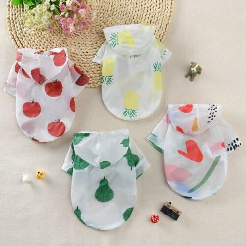 Pet Dog Summer Sunscreen Hoodie Dog Clothes Cute Print Breathable Cloak Clothes Suitable for Small and Medium-sized Dogs and Cat