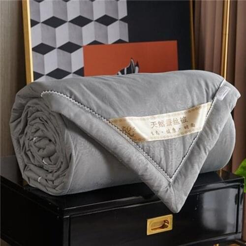 Summer 100% Mulberry Silk Thin Quilt Skin Friendly Cotton Embossed Quilt Core Children Twin Queen Bed Set