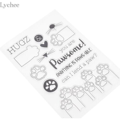 Lychee Life Cartoon Paw Pattern Clear Stamp Scrapbook DIY Photo Album Cards Transparent Acrylic Silicone Rubber Clear Stamps