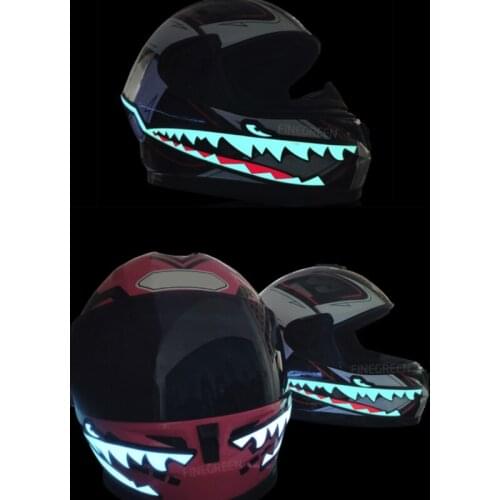 Motorcycle Helmet Reflective LED Lights Cold Light Shark Bar Flashing Strip Motocross Night Luminous Signal Sticker Universal