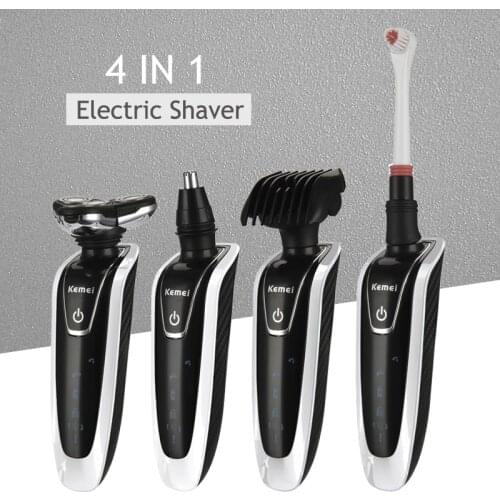 4 In 1 Washable Rechargeable Razor 3D Men Nose & Hair Trimmer Electric Shaver Toothbrush Barbeador Shaving Machine 43D
