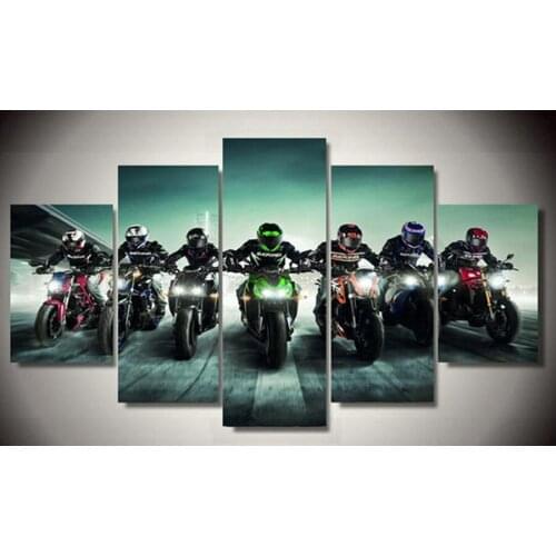 5pcs 5d diy Diamond Painting Motorcycle,Gift Room Decor 5d Diamond cartoon Mosaic Embroidery Rhinestones Pattern wall art,full