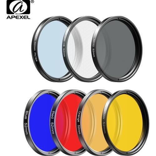APEXEL All in all lens Kit 0.45x wide+52mm UV Full Blue Red Filter+CPL ND+Star Filters for Nikon Canon Sony iPhone all phones
