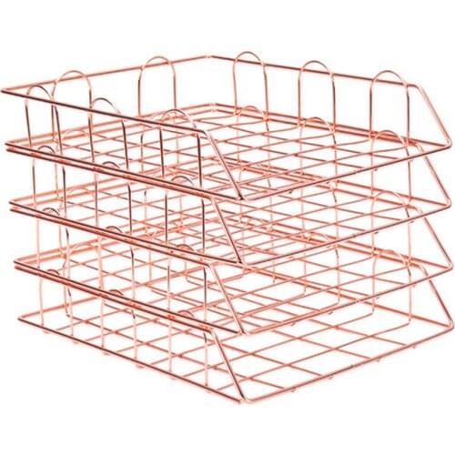 Metal Document Tray Layered Paper Storage Office Organizer Manual File Desk Accessories Magazine Rack