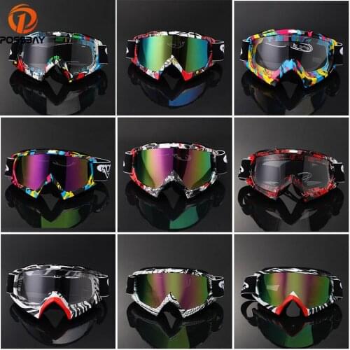 POSSBAY Dirt Bike Motorcycle Glasses Vintage Cycling Snowboard Helmet Ski Sport Motocross Goggles for Moto Cafe Racer